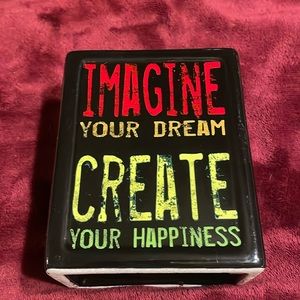 Delish double sided black ceramic bank w/different say on both sides